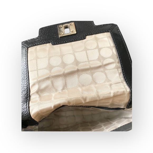 Kate Spade  Iconic Turnlock Gold Chain Handle Mini Bag Handbag  Black Leather - Picture 9 of 16